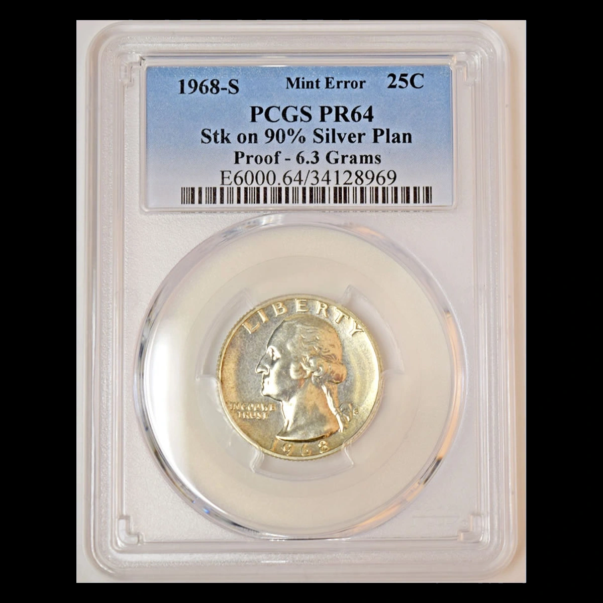 1968 Washington Quarter: Proof Struck on a 90% Silver Planchet