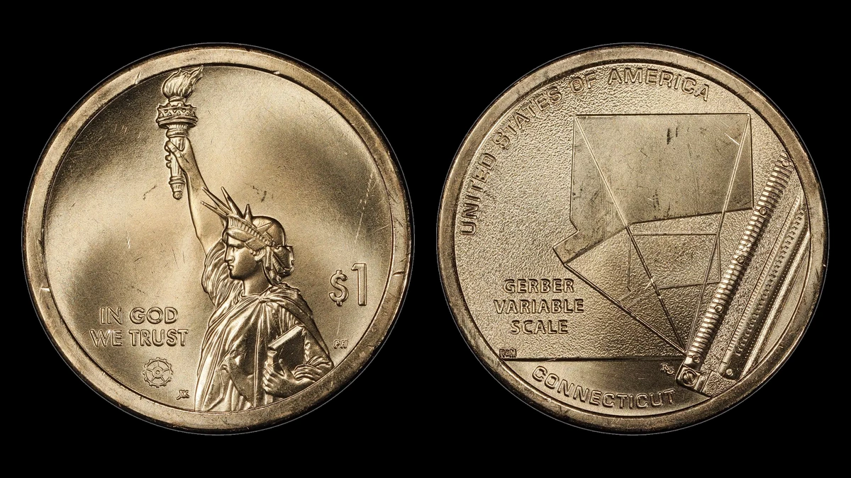 2020-P CT Pos.A American Innovation Dollar, obverse and reverse
