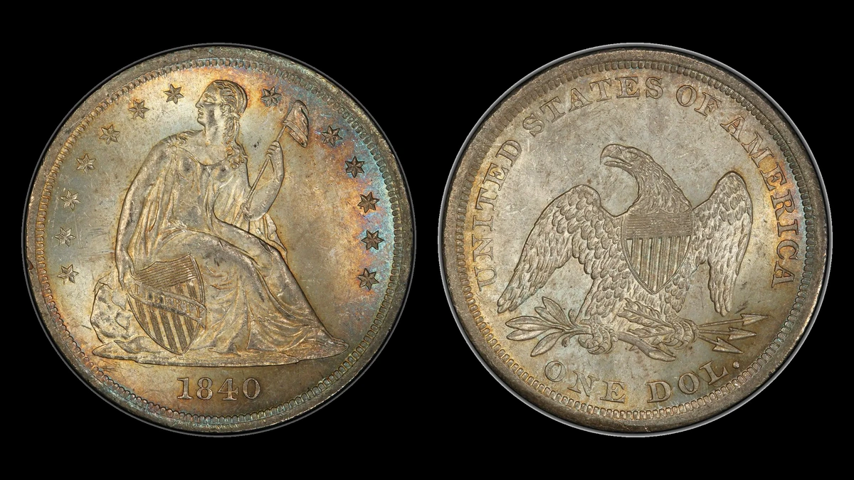 1840 Liberty Seated Dollar, obverse and reverse