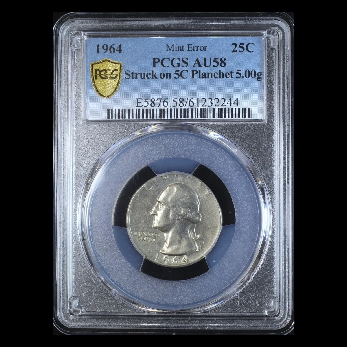 1964 Washington Quarter: Struck on a 5C Planchet
