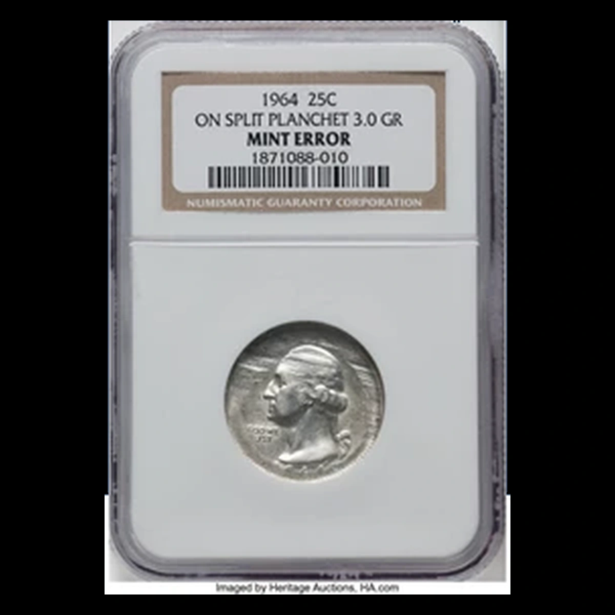 1964 Washington Quarter: Split Planchet