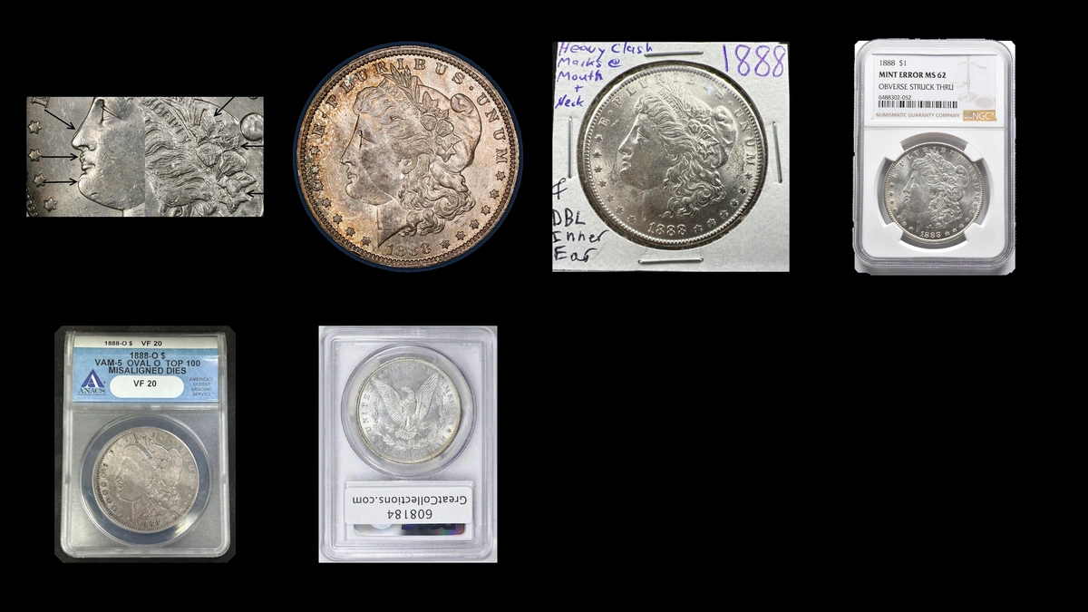1888 Dollar Errors — error coin photographs