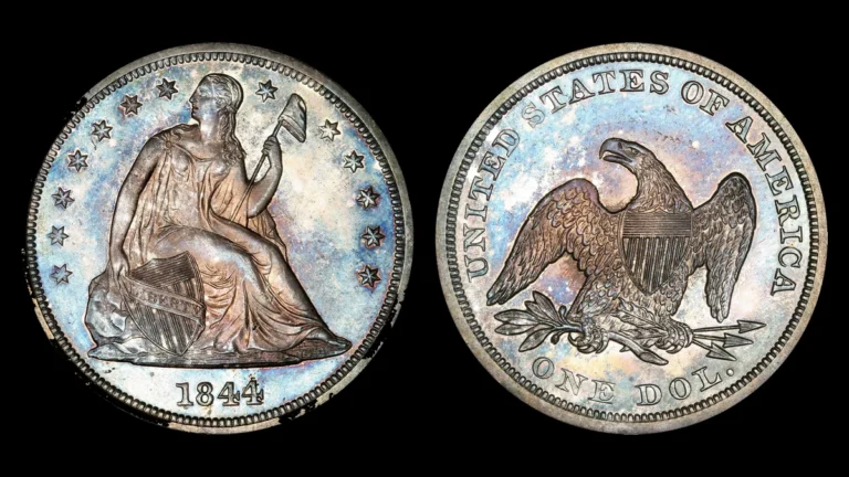 1844 Liberty Seated Dollar, obverse and reverse