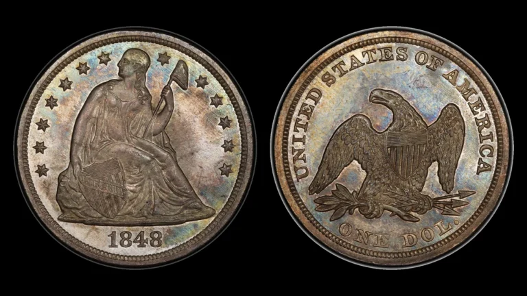 1848 Liberty Seated Dollar, obverse and reverse