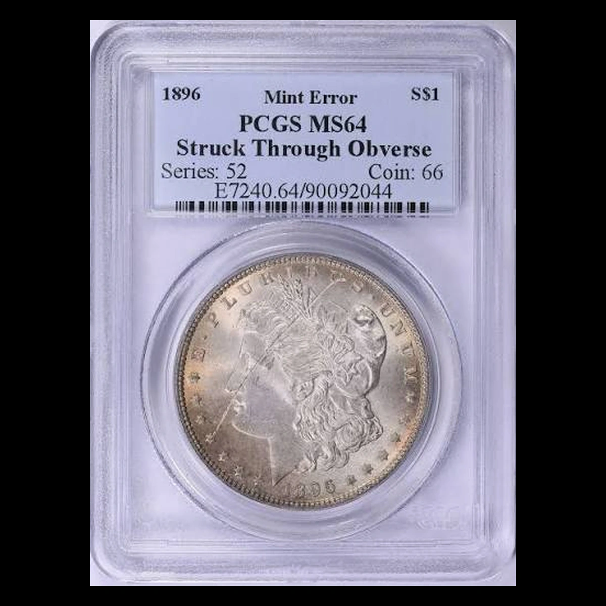 1896 Morgan Dollar: Struck Through
