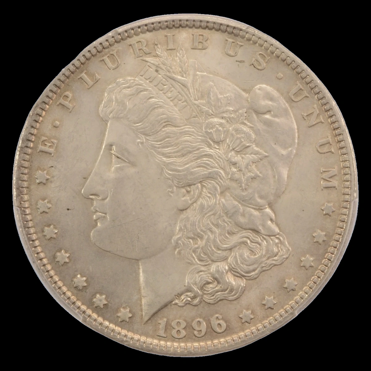 1896 Morgan Dollar: Partial Collar