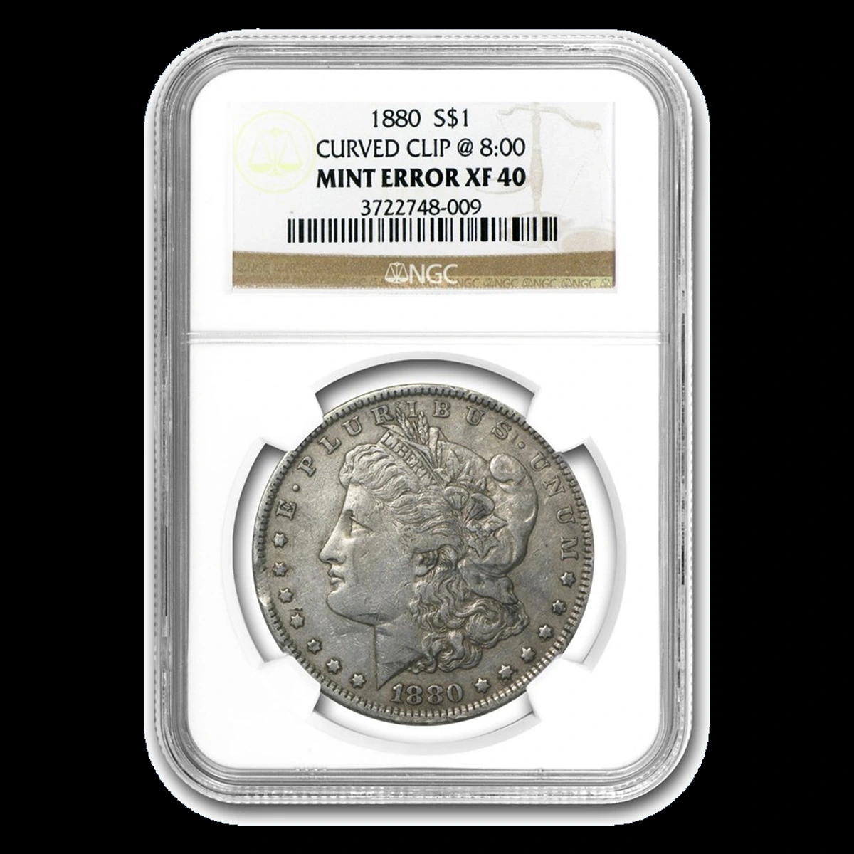 1880 Morgan Dollar: Clipped Planchet