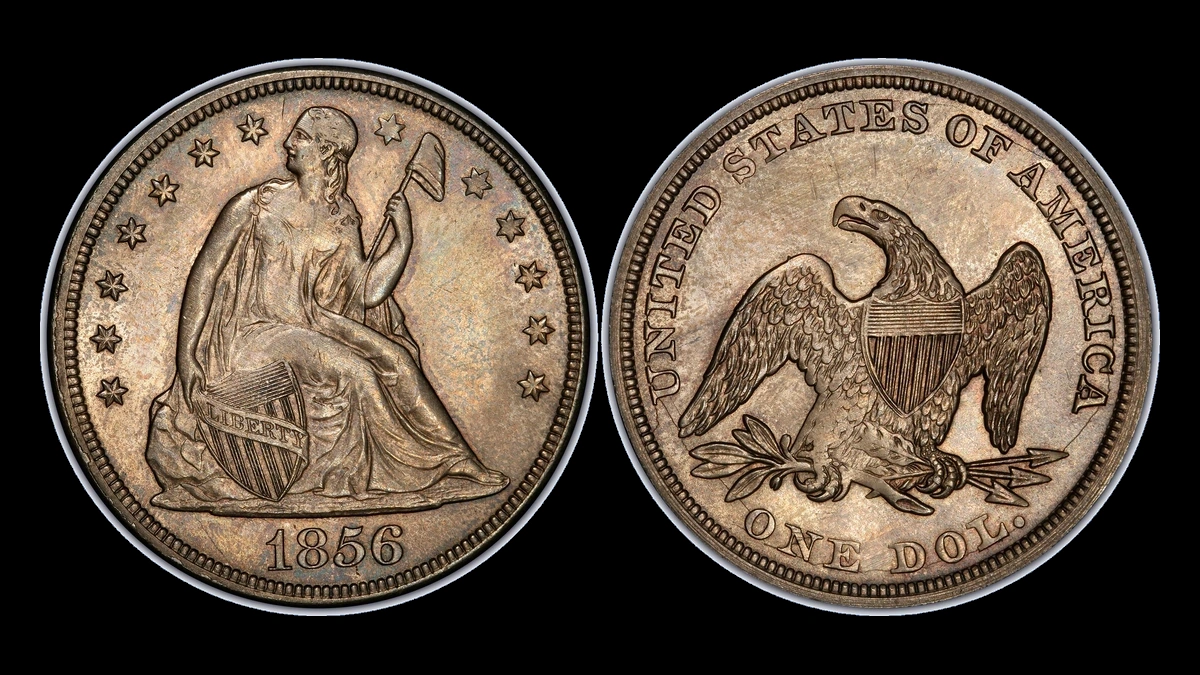 1856 Liberty Seated Dollar: Die Crack