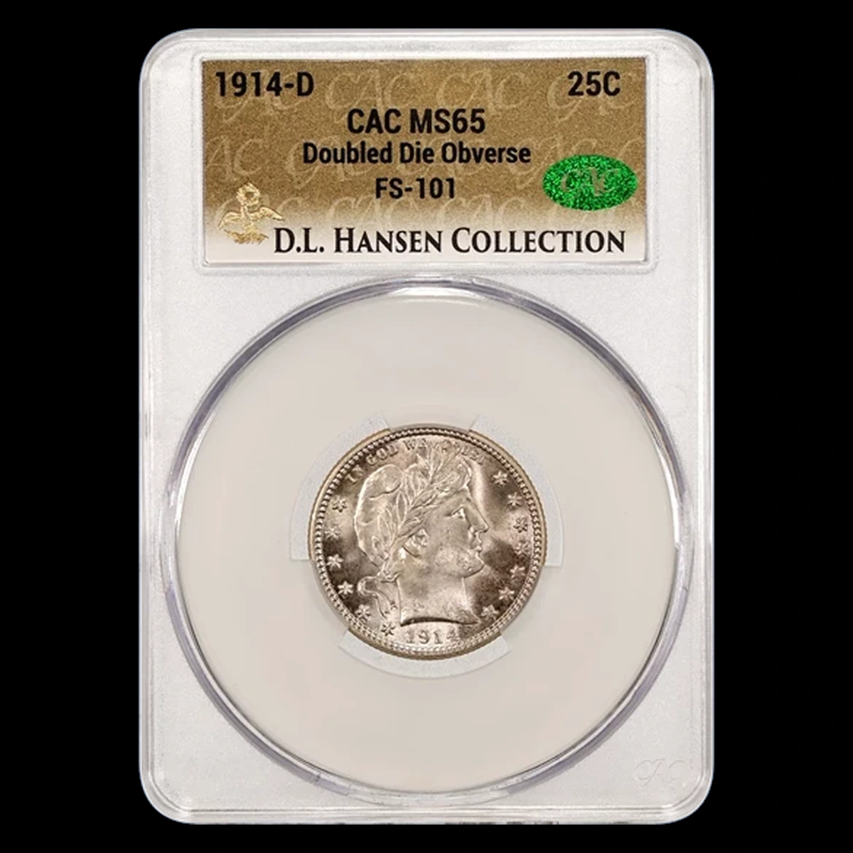 1914 Barber Quarter: Doubled Die Obverse