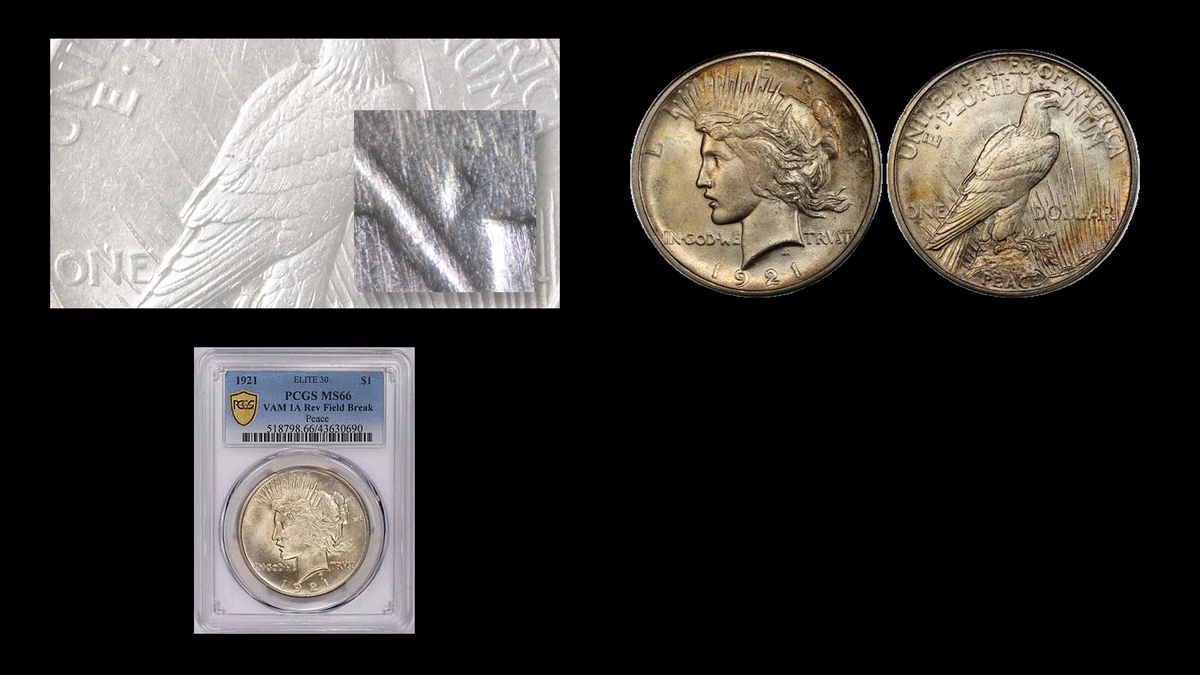 1921 Peace Dollar Errors — error coin photographs