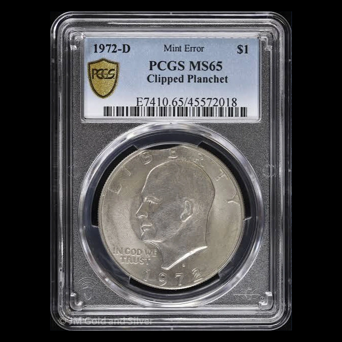1972 Eisenhower Dollar: Clipped Planchet