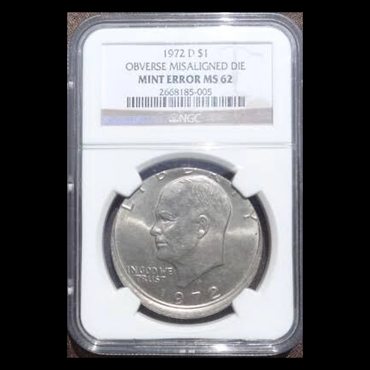 1972 Eisenhower Dollar: Misaligned Obverse Die