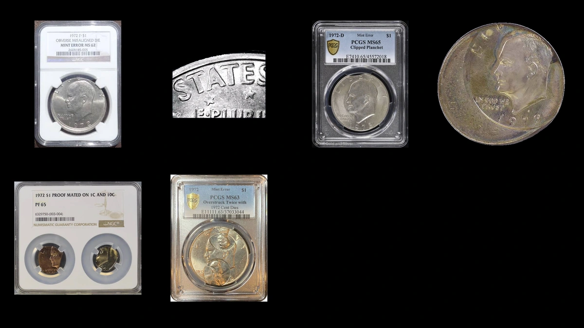 1972 Dollar Errors — error coin photographs