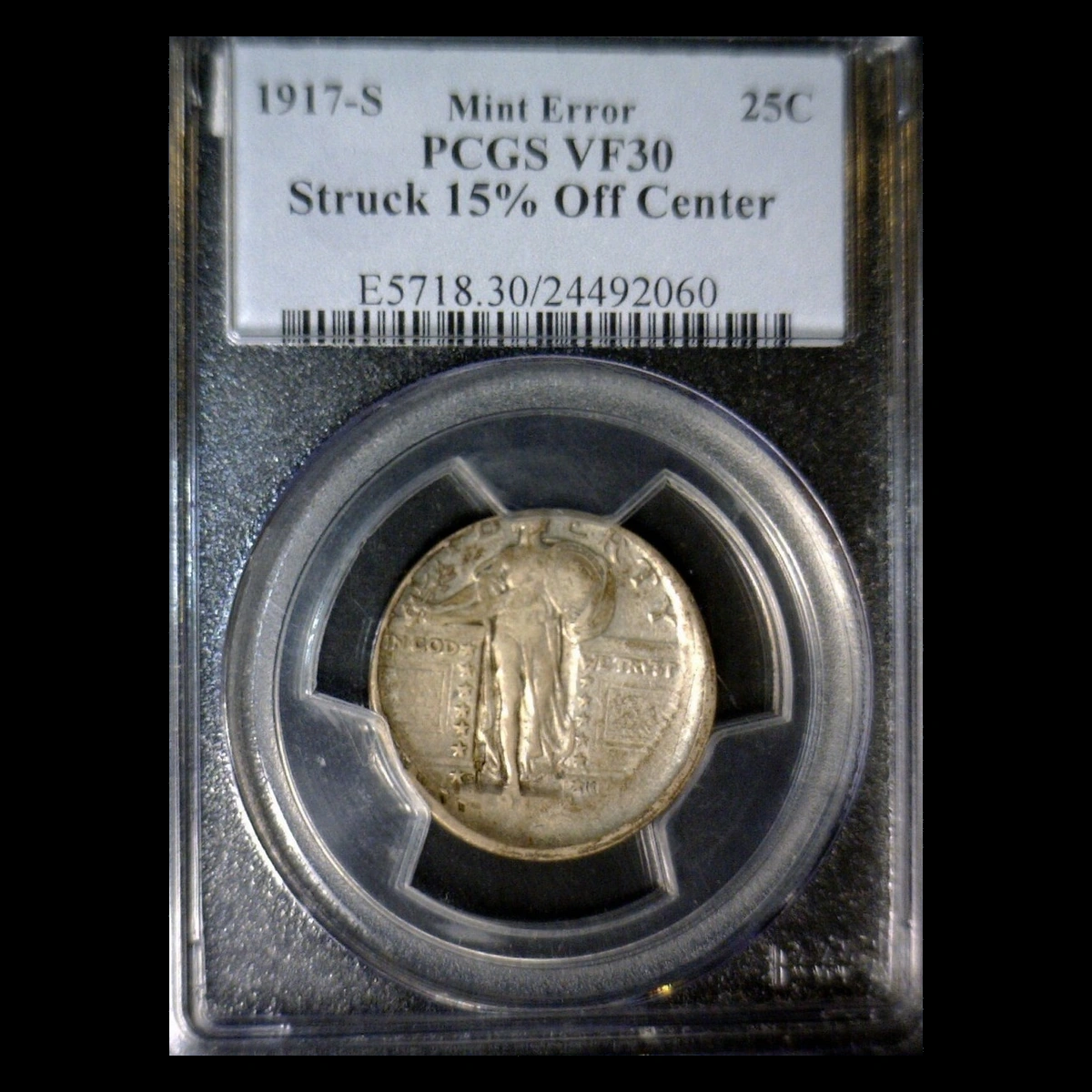 1917 Standing Liberty Quarter: Off-Center Strike