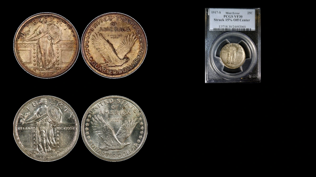1917 Quarter Errors — error coin photographs