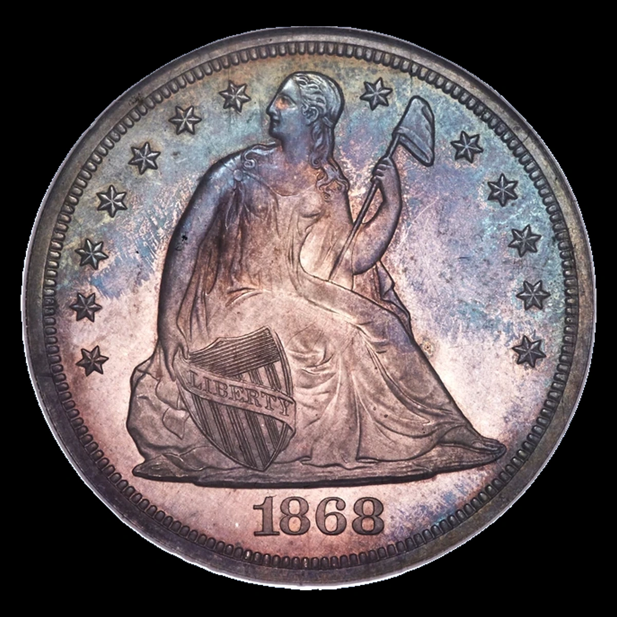 1868 Liberty Seated Dollar: Misplaced Date