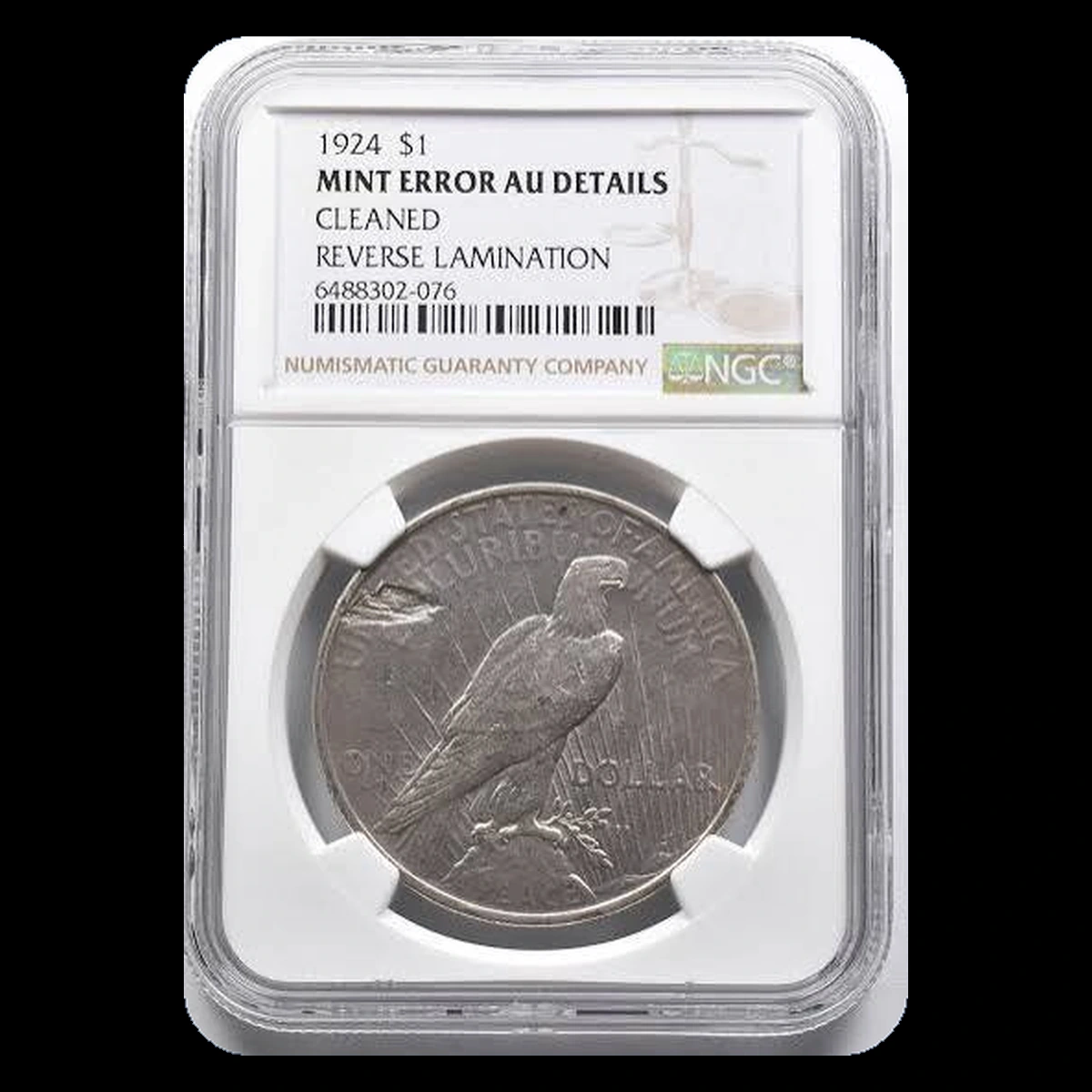 1924 Peace Silver Dollar: Lamination / Split Planchet
