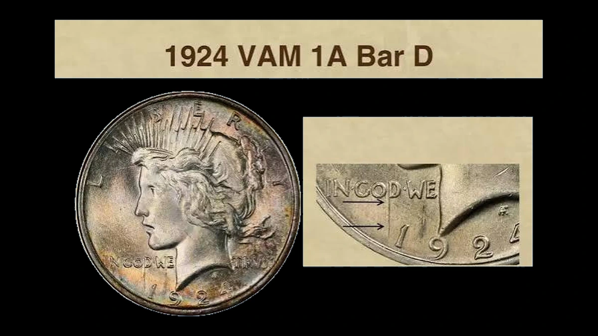 1924 Peace Silver Dollar: Die Gouge / Named Raised-Line Variety