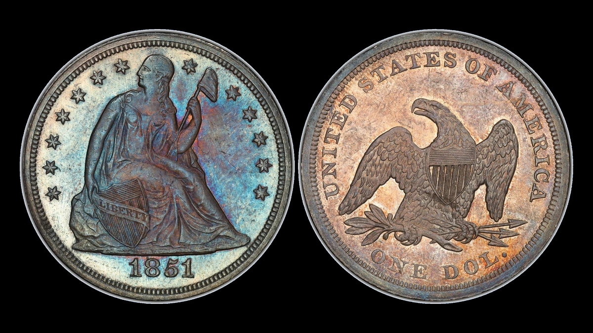 1851 Liberty Seated Dollar: Die Crack