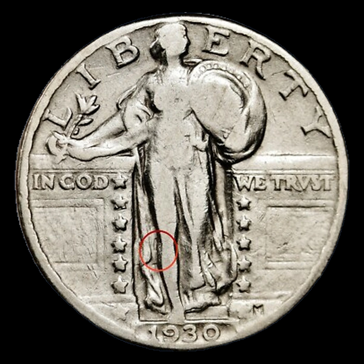 1930 Standing Liberty Quarter: Clashed Dies