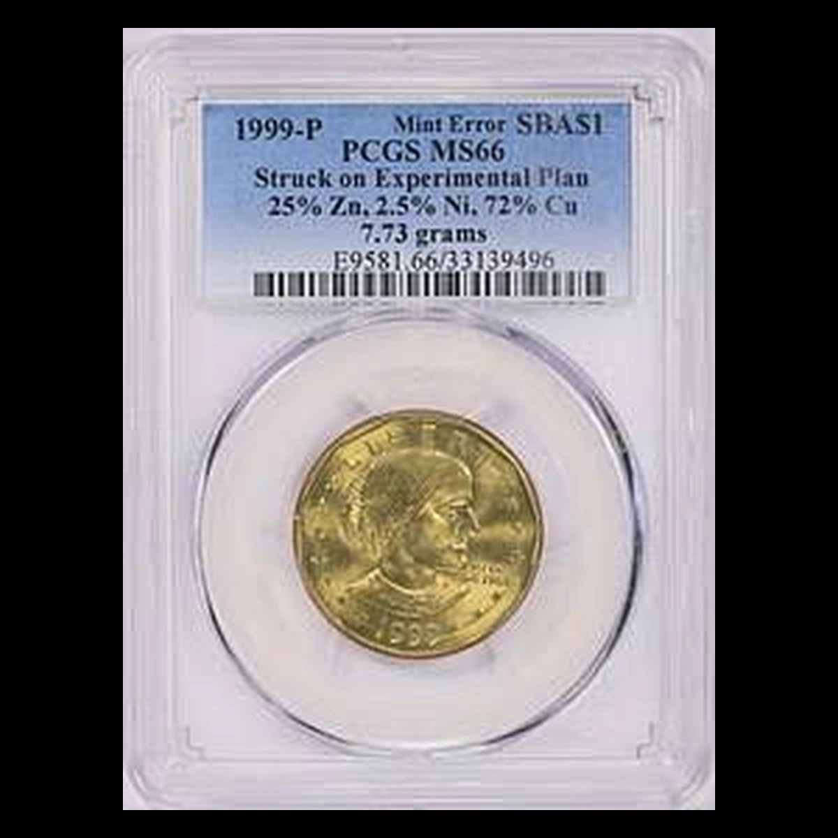 1999 Susan B. Anthony Dollar: Wrong Planchet / Off-Metal Strike