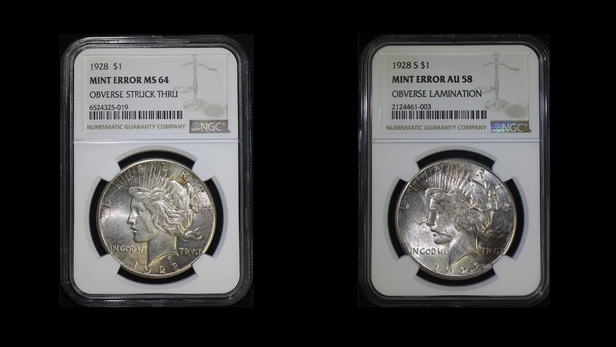1928 Dollar Errors — error coin photographs
