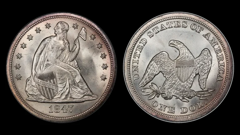 1847 Liberty Seated Dollar, obverse and reverse