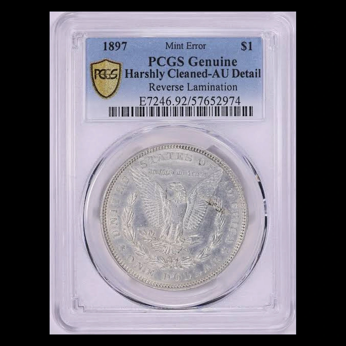 1897 Morgan Silver Dollar: Lamination / Split Planchet