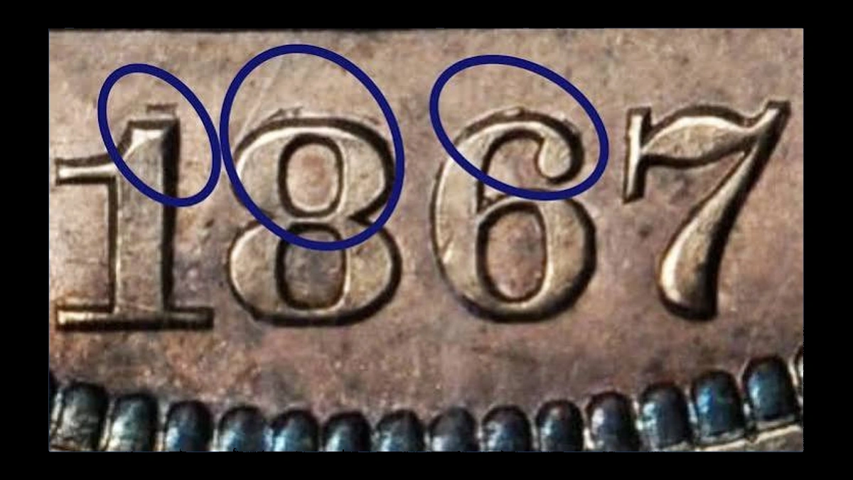 1867 Liberty Seated Dollar: Repunched Date