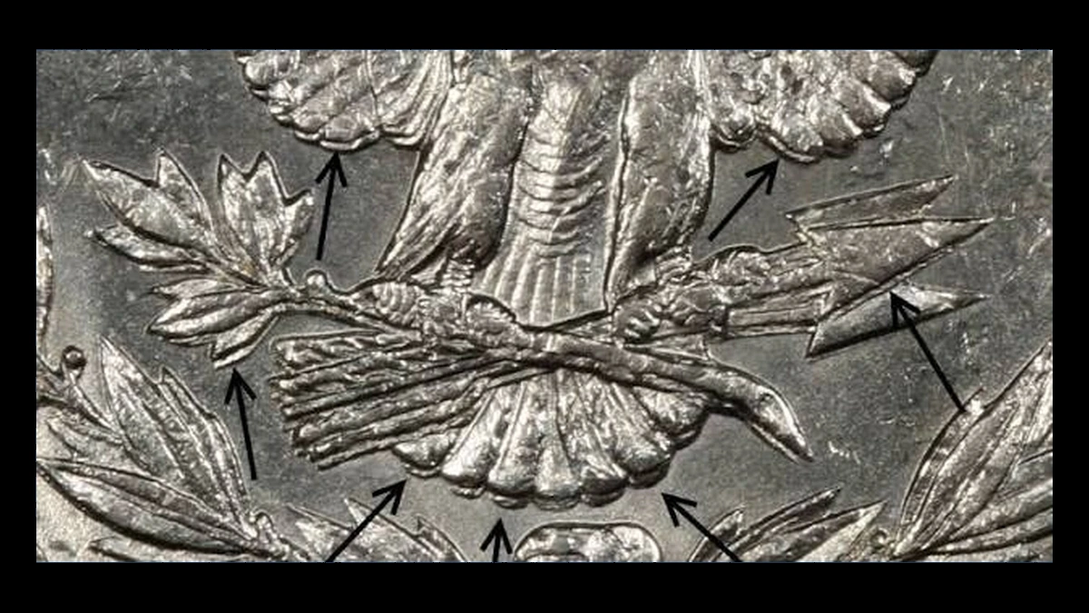 1901 Morgan Silver Dollar: Doubled Die Reverse