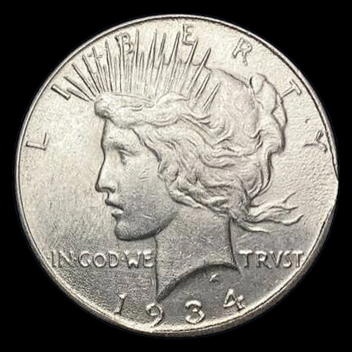 1934 Peace Dollar: Clipped Planchet
