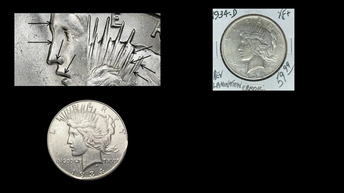 1934 Dollar Errors — error coin photographs
