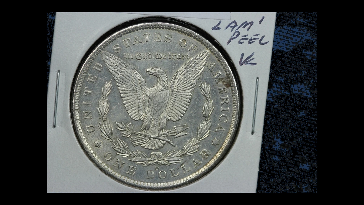 1885 Morgan Silver Dollar: Lamination / Split Planchet