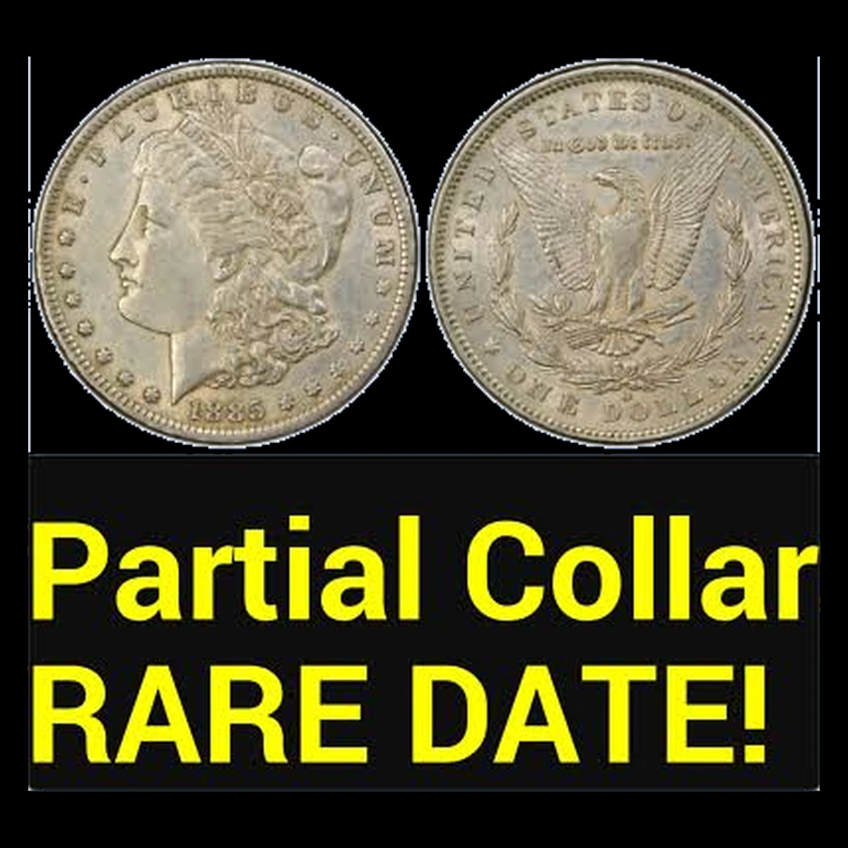 1885 Morgan Dollar: Partial Collar