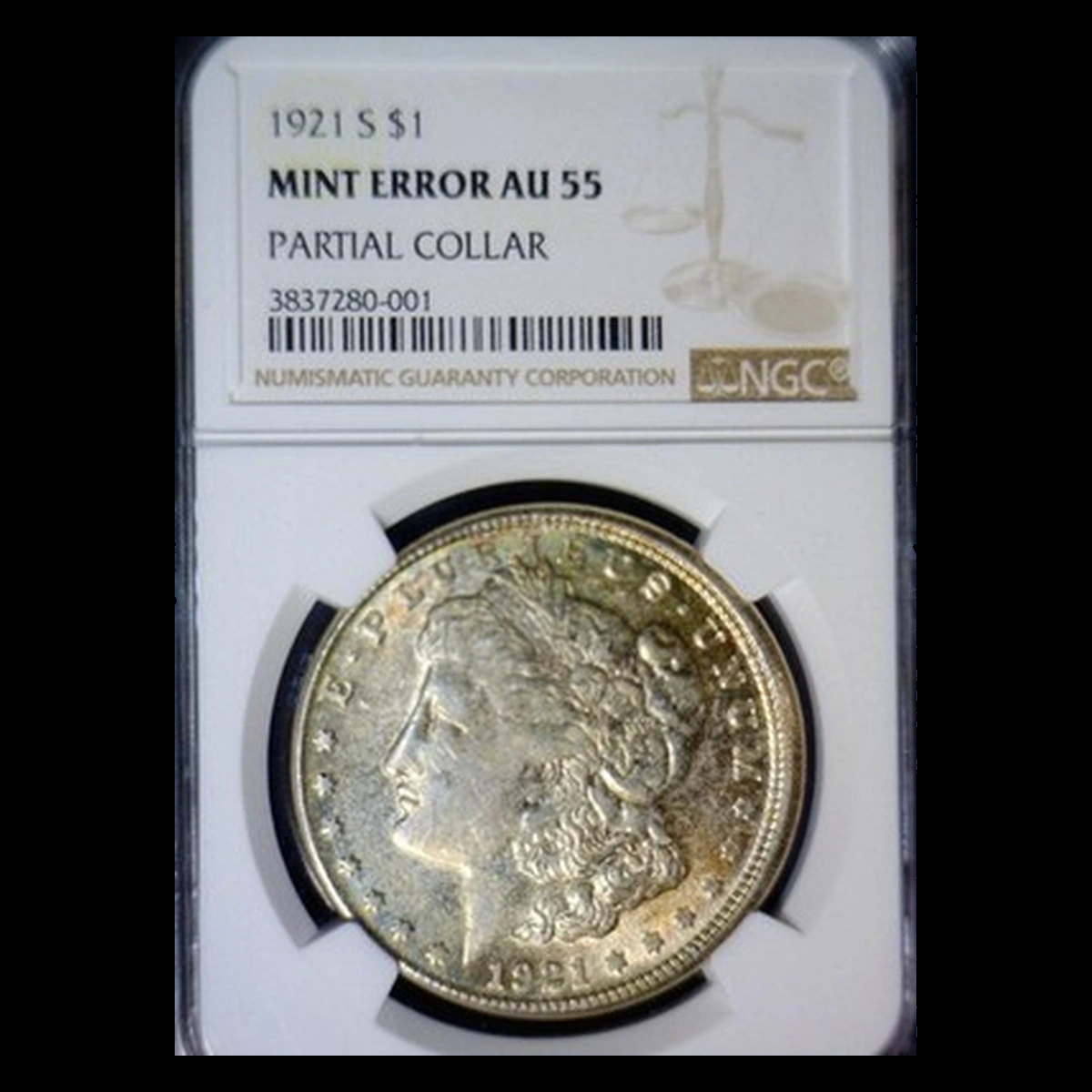 1921 Morgan Dollar: Collar Error