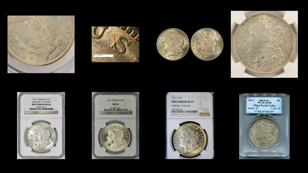 1921 Morgan Dollar Errors — error coin photographs