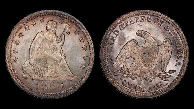 1850 Liberty Seated Quarter, obverse and reverse