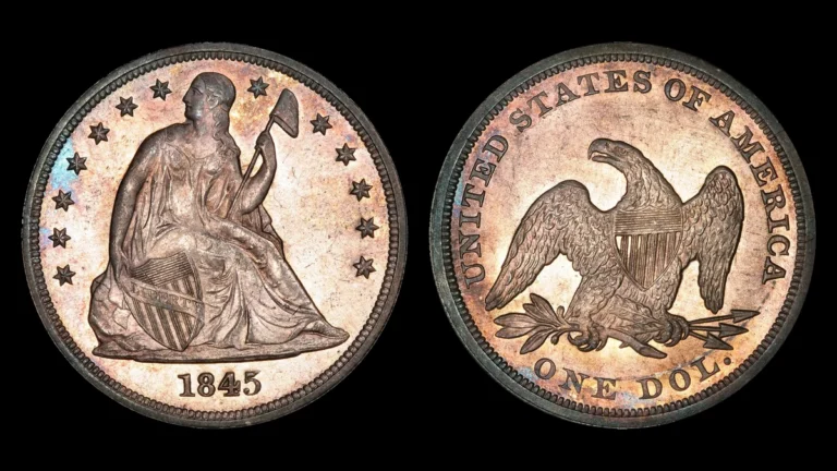 1845 Liberty Seated Dollar, obverse and reverse