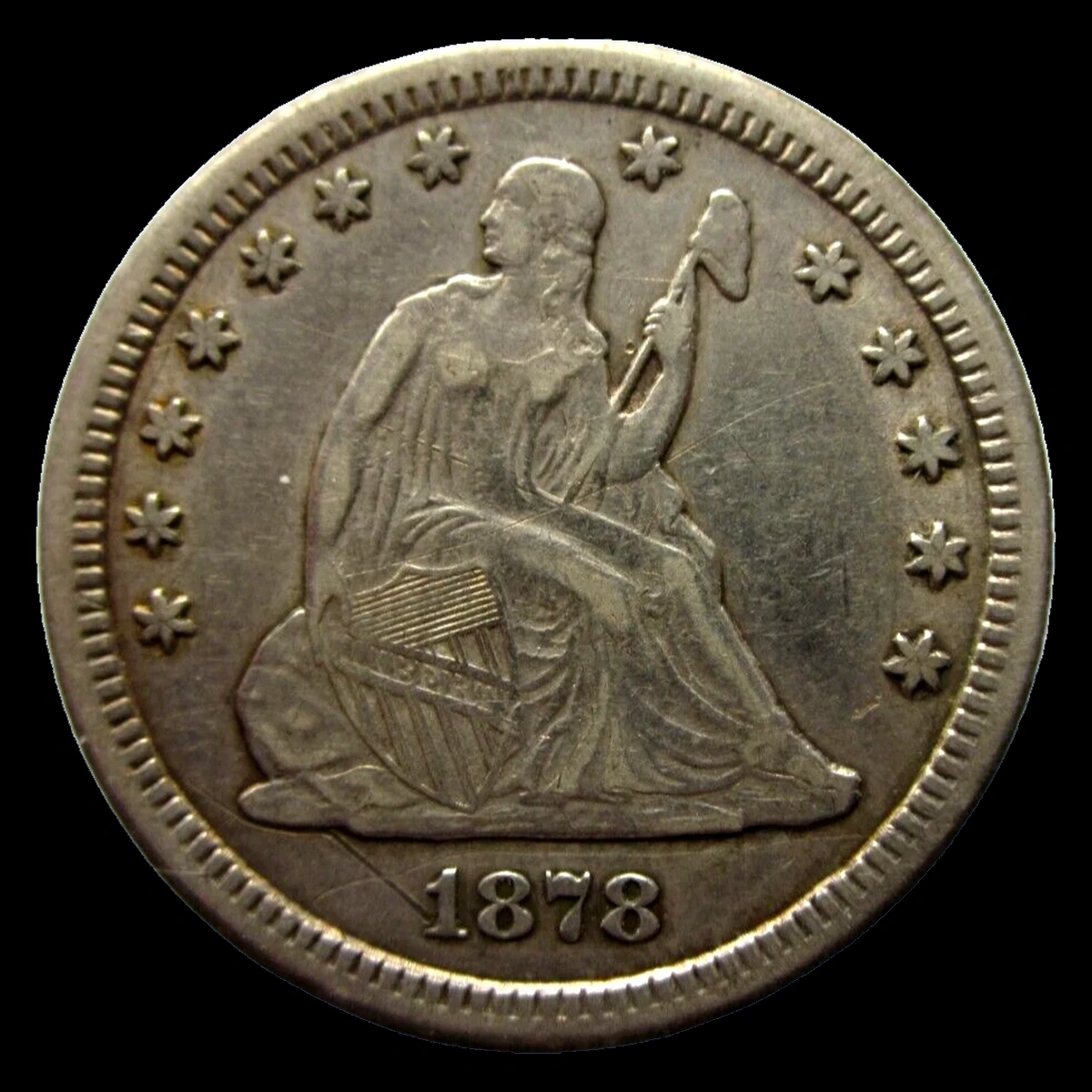 1878 Liberty Seated Quarter: Die Gouge