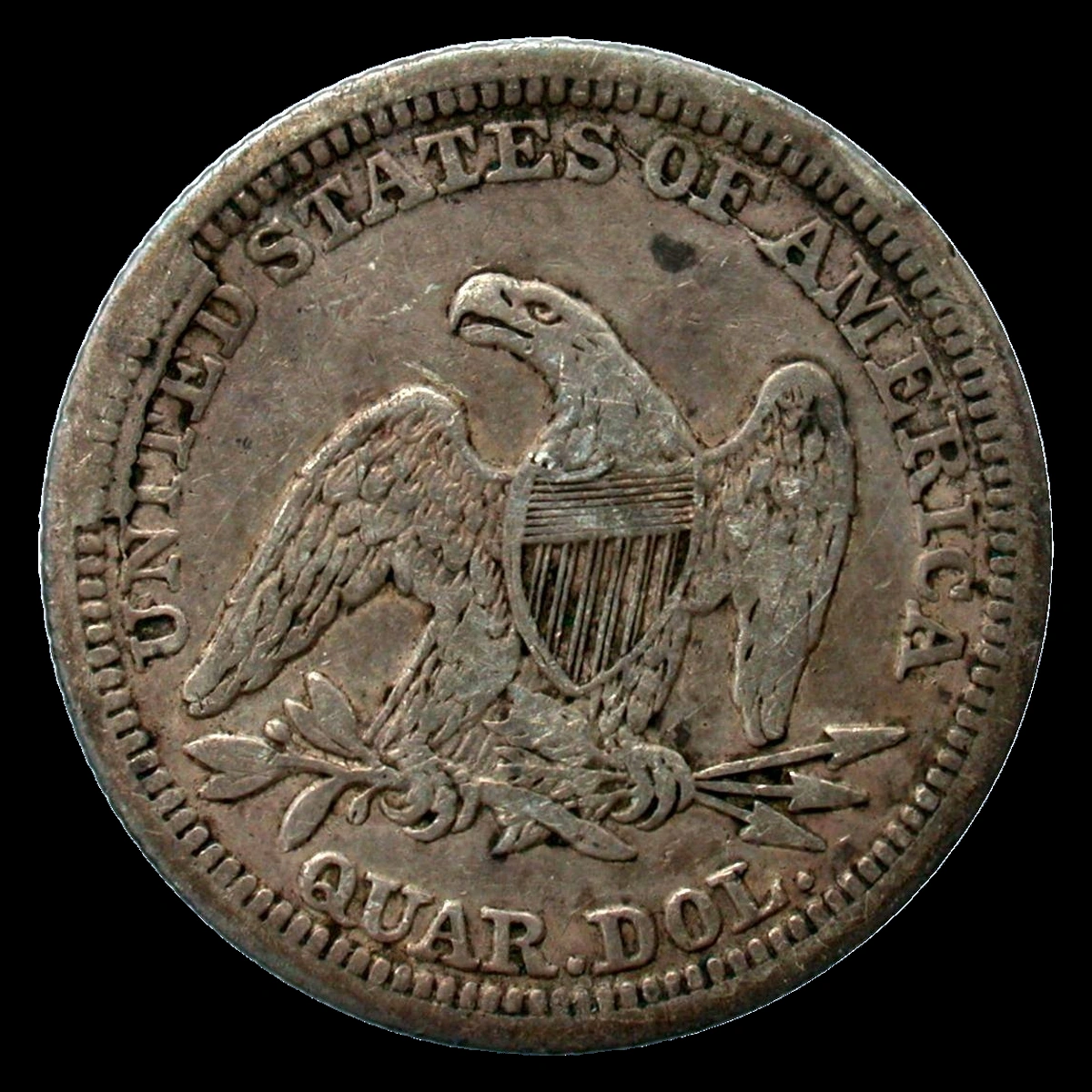 1854 Liberty Seated Quarter: Reverse Cud