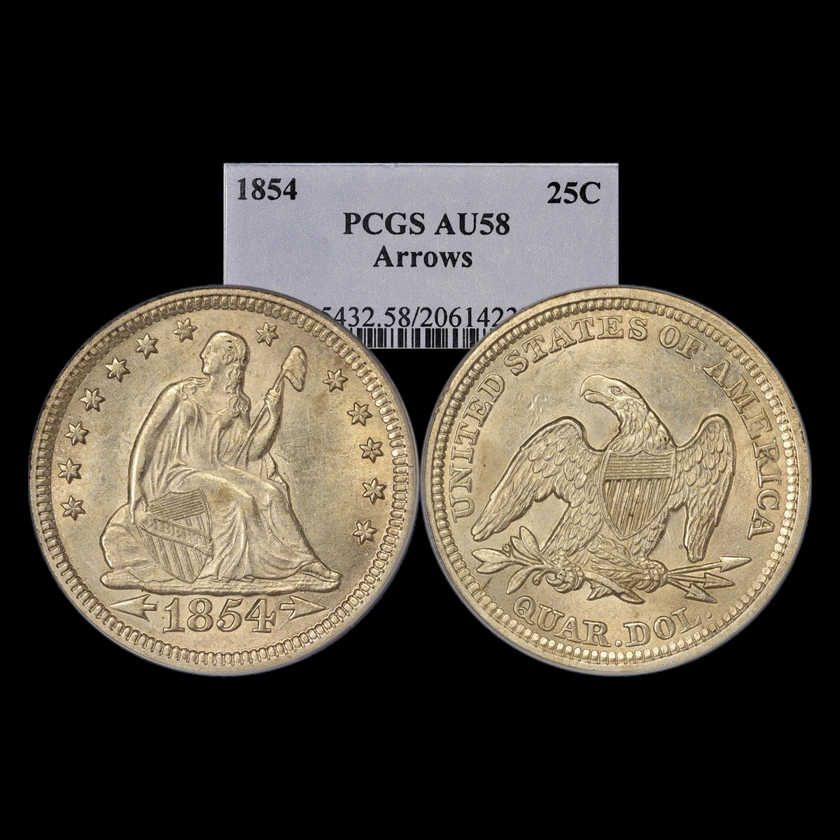 1854 Liberty Seated Quarter: Rotated Dies