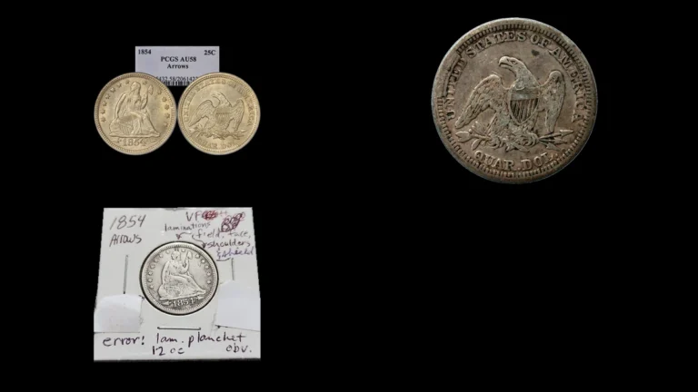 1854 Quarter Errors — error coin photographs