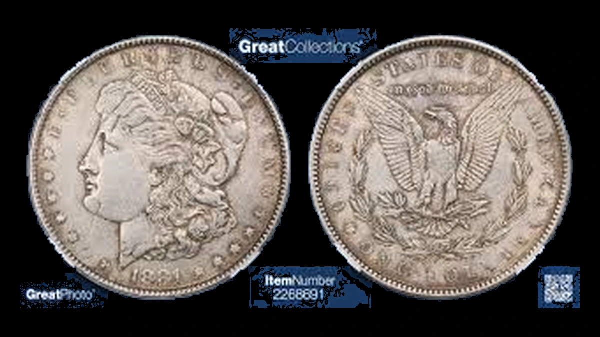 1881 Morgan Dollar: rotated in-collar double strike