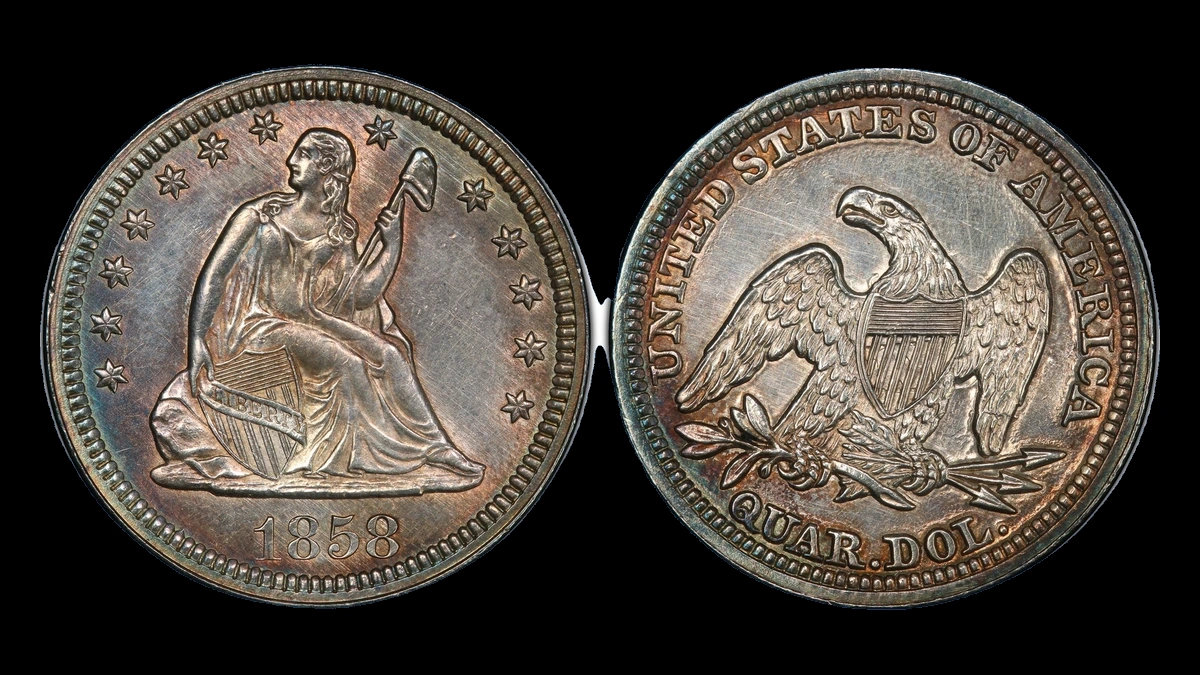1858 Liberty Seated Quarter: Clashed Dies