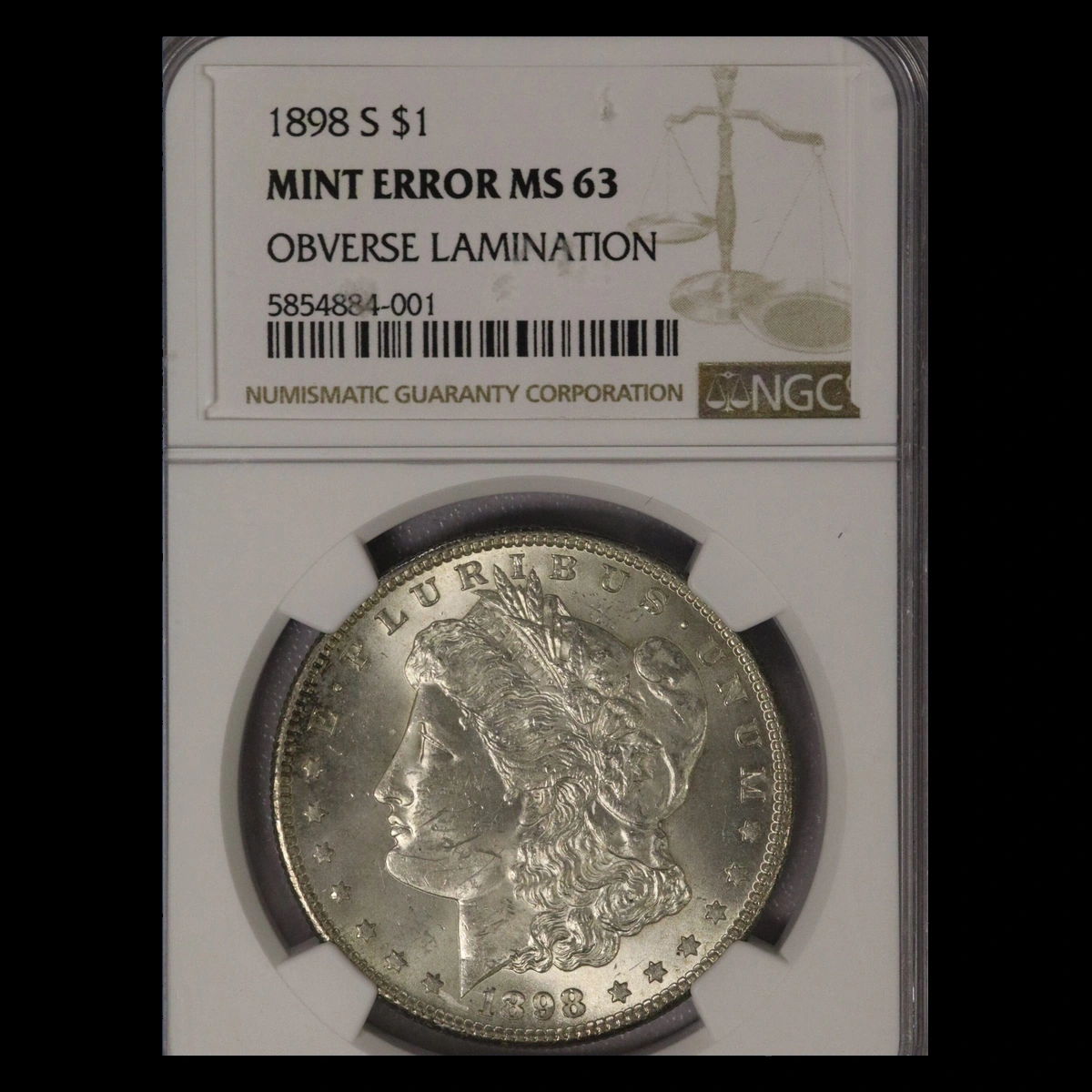 1898 Morgan Dollar: Lamination