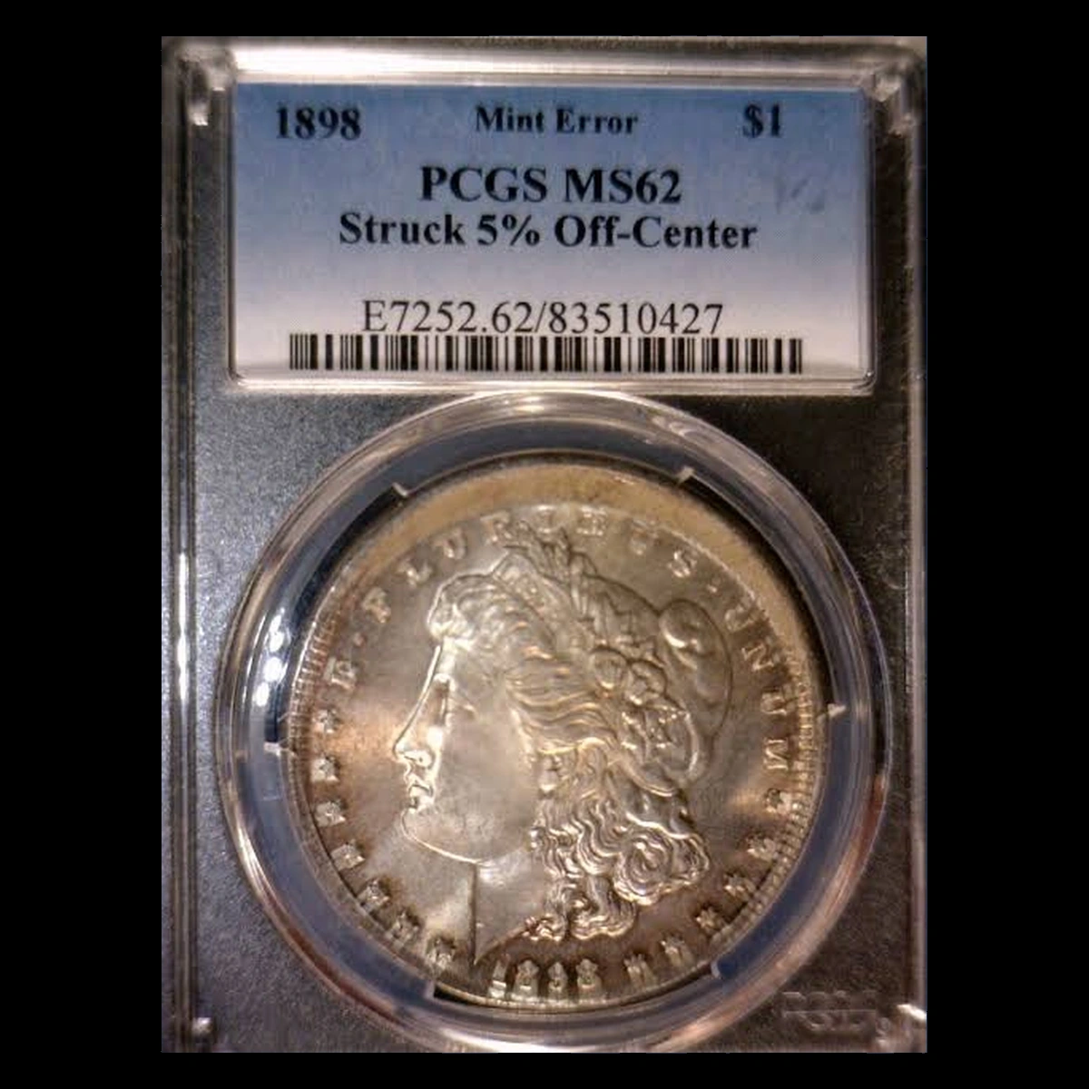 1898 Morgan Silver Dollar: Off-Center Strike