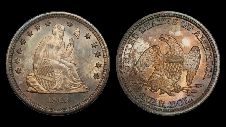 1862 Liberty Seated Quarter, obverse and reverse