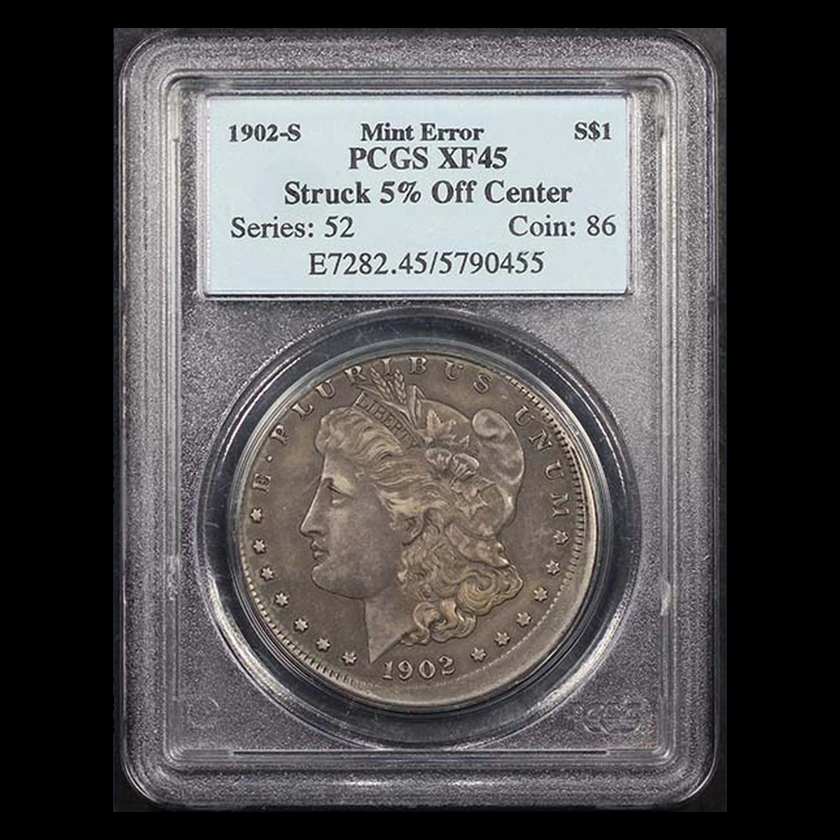 1902 Morgan Silver Dollar: Off-Center Strike