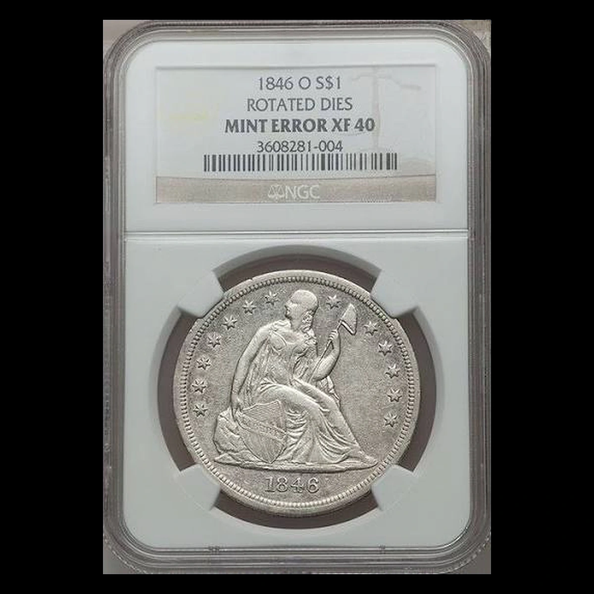 1846 Liberty Seated Dollar: Rotated Dies