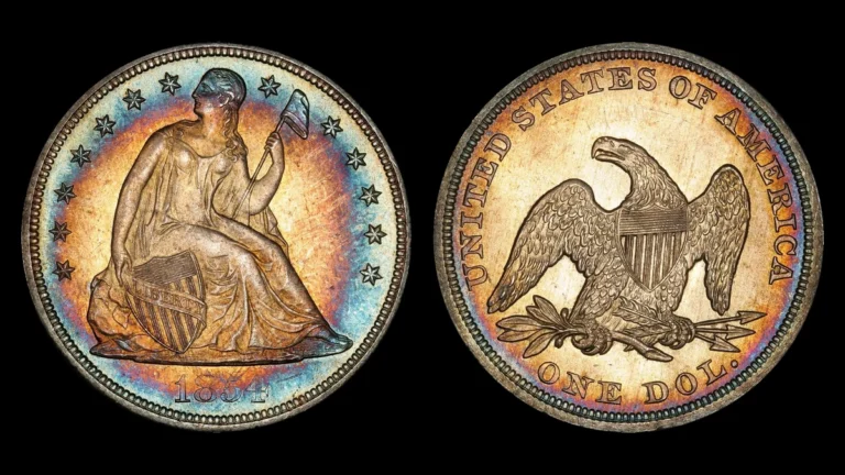1854 Liberty Seated Dollar, obverse and reverse